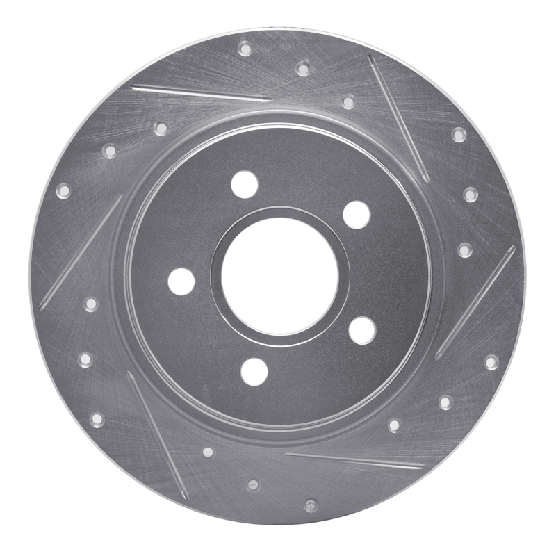Volvo V50 Brake Rotor (1) - Rear Right - R1 Concepts - Drilled & Slotted - Silver - `04-`13